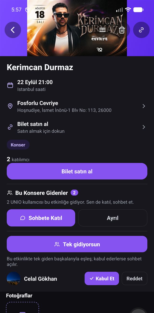 Karşı tarafın ekranı: senden gelen isteği 'Kabul Et' ya da 'Reddet' seçeneğiyle görüyor